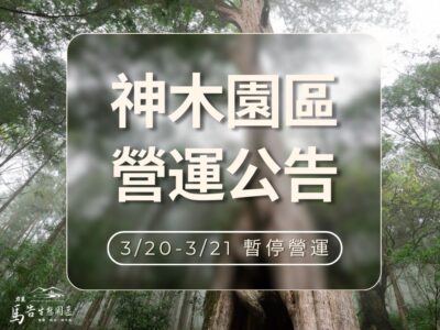 2025/3/20-3/21 棲蘭神木園暫停營業